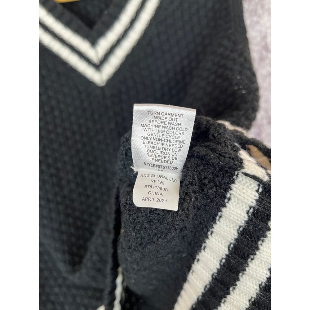 Cloud Chaser Sweater Vest Women's Small Black White Grandpacore Preppy Knit - Picture 5 of 8